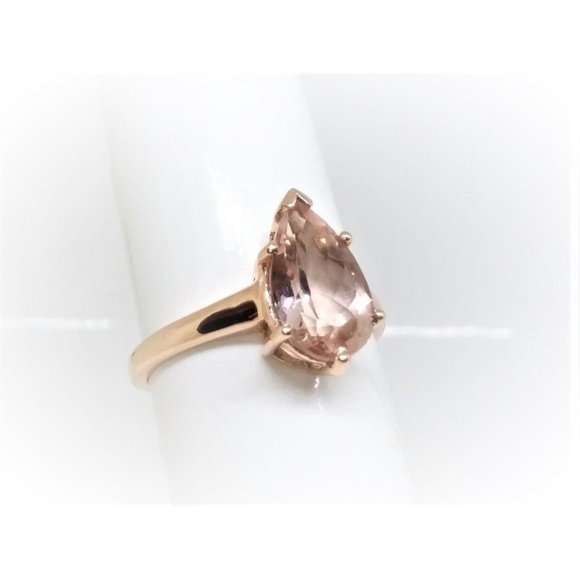 10K Rose Gold Pear Shaped Natural Morganite Ring - Picture 6 of 6